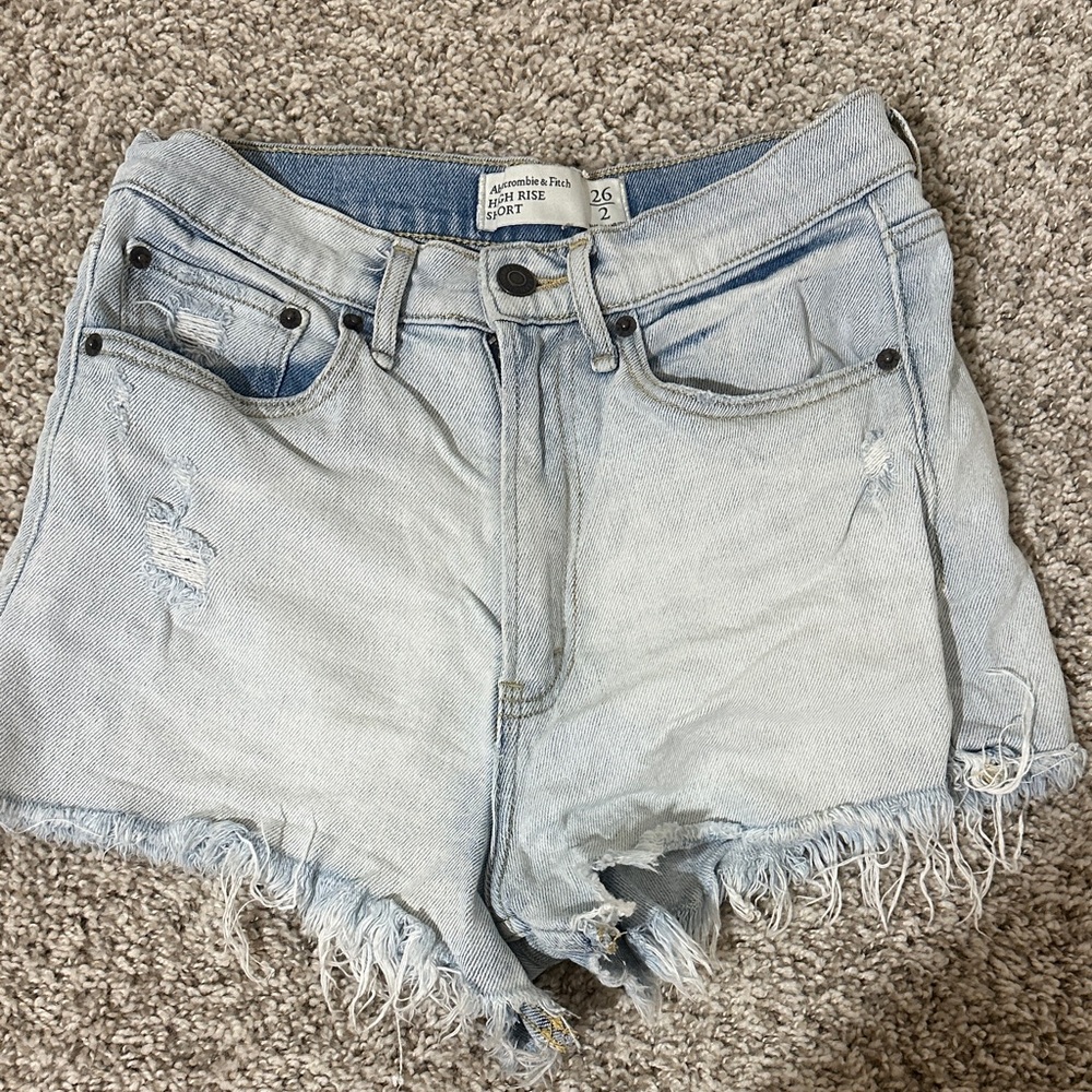 Abercrombie & Fitch Faded Blue Distressed Jean Shorts
